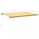 sárga-fehér szélérzékelős és LED-es napellenző 500 x 300 cm