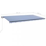 kék/fehér automata szélérzékelős és LED-es napellenző 600x300cm