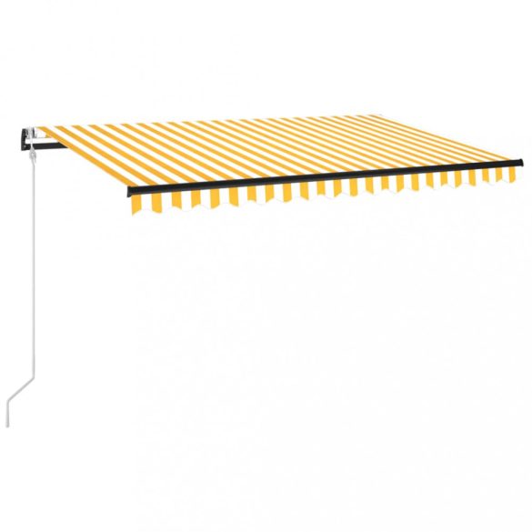 sárga-fehér szélérzékelős és LED-es napellenző 400x350 cm