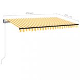 sárga-fehér szélérzékelős és LED-es napellenző 400x350 cm