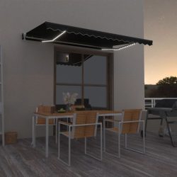   antracitszürke szélérzékelős és LED-es napellenző 400x350 cm