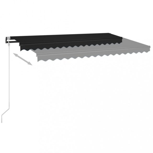 antracitszürke szélérzékelős és LED-es napellenző 400x350 cm