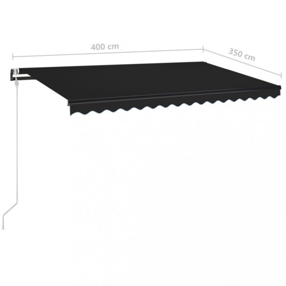 antracitszürke szélérzékelős és LED-es napellenző 400x350 cm