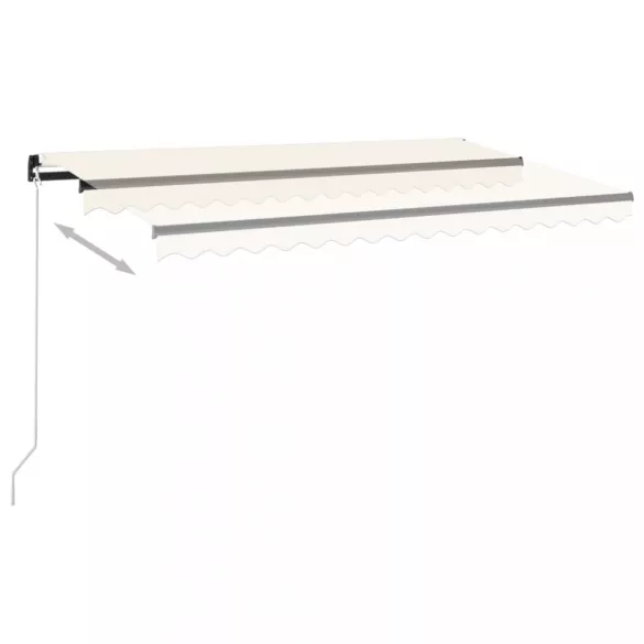 krémszínű kézzel kihúzható LED-es napellenző 450 x 350 cm