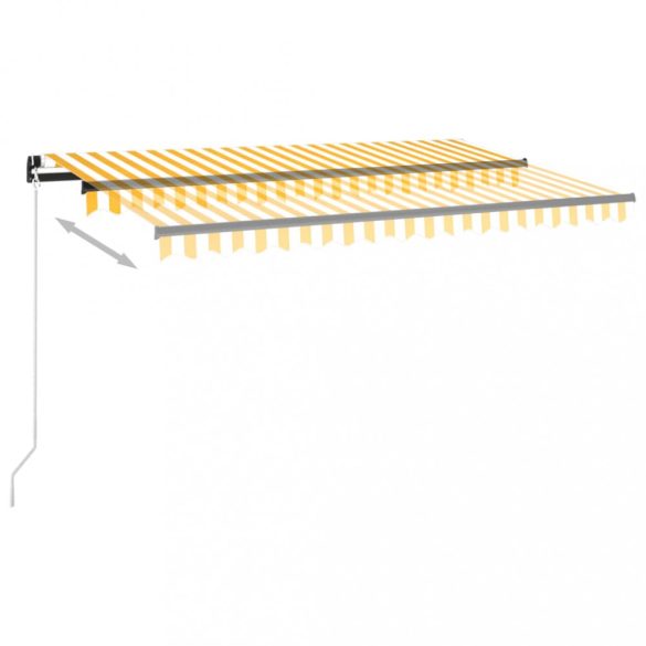 sárga és fehér kézzel kihúzható LED-es napellenző 450 x 350 cm