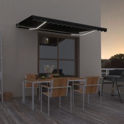   antracitszürke kézzel kihúzható LED-es napellenző 450 x 350 cm