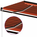 narancs és barna kézzel kihúzható LED-es napellenző 450 x 350cm