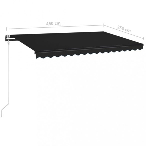 antracitszürke szélérzékelős és LED-es napellenző 450 x 350 cm