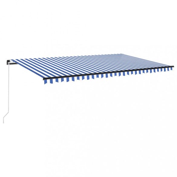 kék és fehér kézzel kihúzható LED-es napellenző 500 x 350 cm