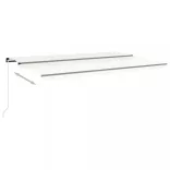 krémszínű kézzel kihúzható LED-es napellenző 500x350 cm