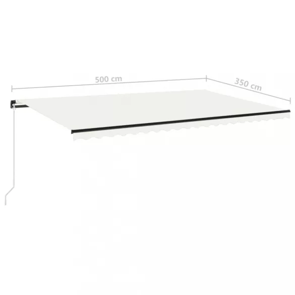 krémszínű kézzel kihúzható LED-es napellenző 500x350 cm