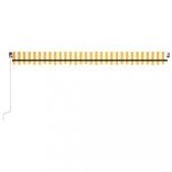 sárga és fehér kézzel kihúzható LED-es napellenző 500x350 cm