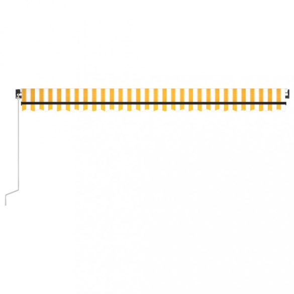 sárga és fehér kézzel kihúzható LED-es napellenző 500x350 cm