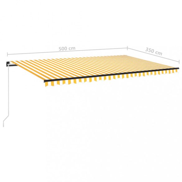 sárga és fehér kézzel kihúzható LED-es napellenző 500x350 cm