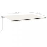 krémszínű automata szélérzékelős és LED-es napellenző 500x350cm