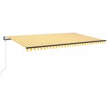 sárga-fehér szélérzékelős és LED-es napellenző 500 x 350 cm