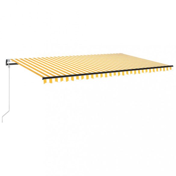 sárga-fehér szélérzékelős és LED-es napellenző 500 x 350 cm