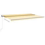 sárga-fehér szélérzékelős és LED-es napellenző 500 x 350 cm