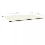 krémszínű kézzel kihúzható napellenző 600 x 350 cm