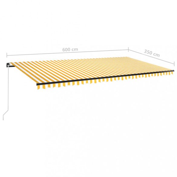 sárga és fehér kézzel kihúzható napellenző 600 x 350 cm