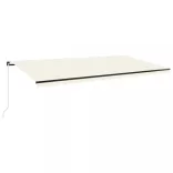 krémszínű kézzel kihúzható LED-es napellenző 600 x 350 cm