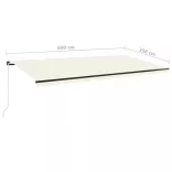 krémszínű kézzel kihúzható LED-es napellenző 600 x 350 cm