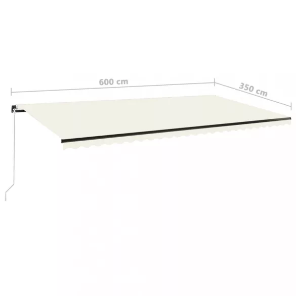 krémszínű kézzel kihúzható LED-es napellenző 600 x 350 cm