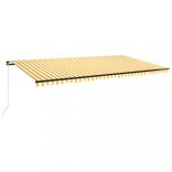 sárga és fehér kézzel kihúzható LED-es napellenző 600 x 350 cm