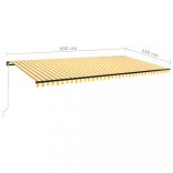 sárga és fehér kézzel kihúzható LED-es napellenző 600 x 350 cm