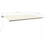 krémszínű automata szélérzékelős és LED-es napellenző 600x350cm