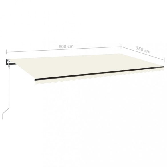 krémszínű automata szélérzékelős és LED-es napellenző 600x350cm
