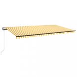 sárga-fehér szélérzékelős és LED-es napellenző 600 x 350 cm
