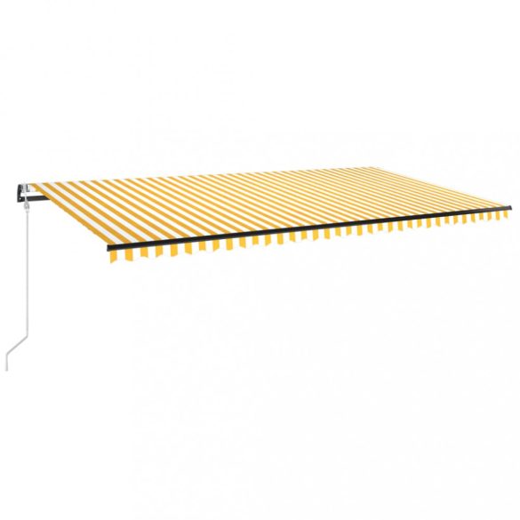 sárga-fehér szélérzékelős és LED-es napellenző 600 x 350 cm