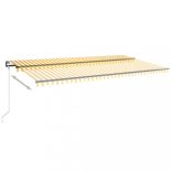 sárga-fehér szélérzékelős és LED-es napellenző 600 x 350 cm