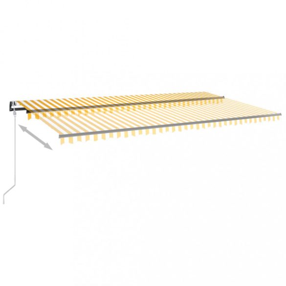sárga-fehér szélérzékelős és LED-es napellenző 600 x 350 cm
