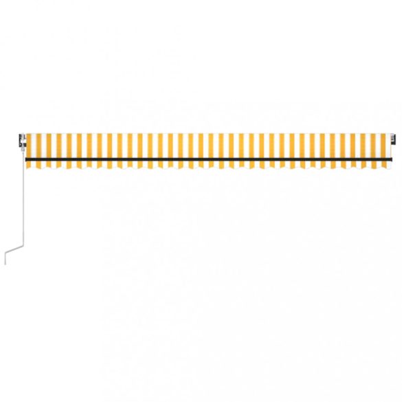 sárga-fehér szélérzékelős és LED-es napellenző 600 x 350 cm