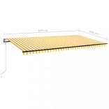 sárga-fehér szélérzékelős és LED-es napellenző 600 x 350 cm