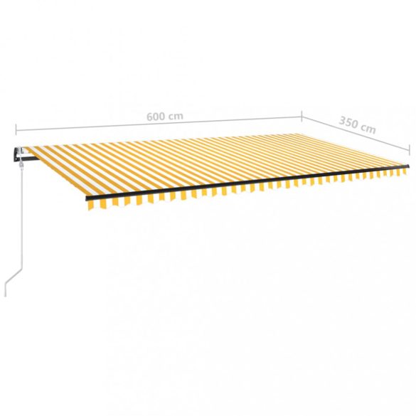 sárga-fehér szélérzékelős és LED-es napellenző 600 x 350 cm