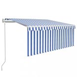 kék és fehér automata napellenző redőnnyel 3 x 2,5 m
