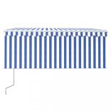 kék és fehér automata napellenző redőnnyel 3 x 2,5 m