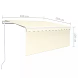 krémszínű automata kihúzható napellenző redőnnyel 3 x 2,5 m