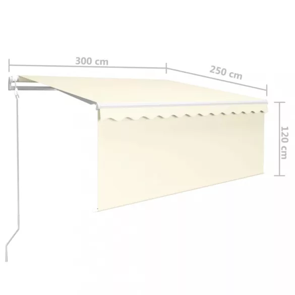 krémszínű automata kihúzható napellenző redőnnyel 3 x 2,5 m