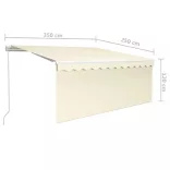 krémszínű kézzel kihúzható LED-es napellenző redőnnyel 3x2,5 m