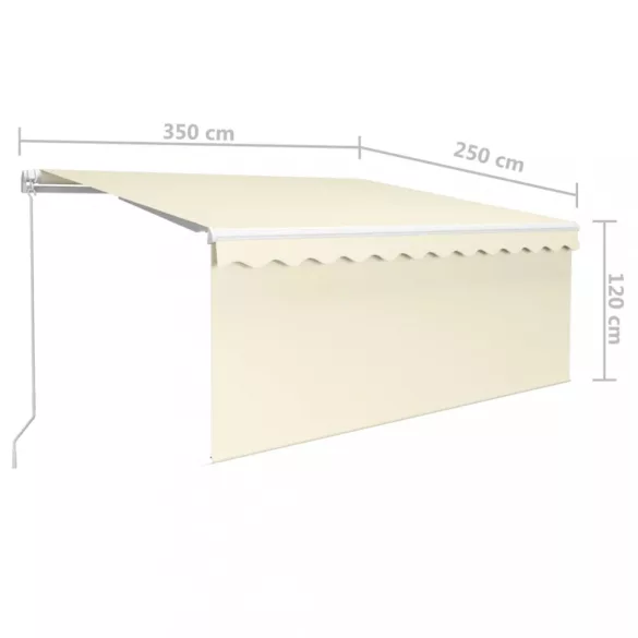 krémszínű kézzel kihúzható LED-es napellenző redőnnyel 3x2,5 m