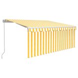 sárga-fehér kihúzható LED-es napellenző redőnnyel 3,5 x 2,5 m