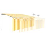 sárga-fehér kihúzható LED-es napellenző redőnnyel 3,5 x 2,5 m