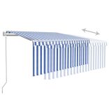 kék/fehér redőnyös, LED-es, szélérzékelős napellenző 3,5x2,5 m