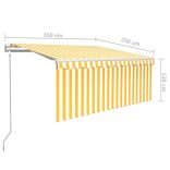 sárga-fehér LED-es, szélérzékelős napellenző redőnnyel 3,5x2,5m