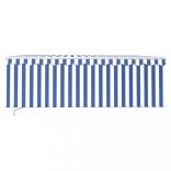 kék és fehér kézzel kihúzható napellenző redőnnyel 4 x 3 m