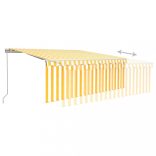 sárga és fehér kézzel kihúzható napellenző redőnnyel 4 x 3 m